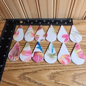 12 Floral Lamb Leather HandmadeTeardrop Earring Blanks Unpunched